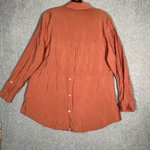 John mark Tunic Top Womens L Copper Long Sleeve Button Up Shirt Blouse Rayon - Picture 11 of 12
